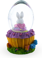 Panier de carottes de lapin de Pâques en résine fait à la main Globe d'eau Décoration de table à motifs d'animaux pour la fête de Pâques à la maison et au bureau au printemps