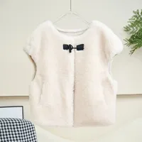 Gilet court en laine et fourrure d'agneau pour femme 2026, style streetwear, coupe ample, JT604