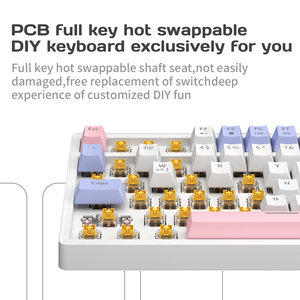 Za87 80% Mini <span class=keywords><strong>RGB</strong></span> Chơi Game Bàn Phím Cơ Khí Hot Swappable 87 Key Máy Tính Để Bàn Máy Tính Bảng Với Trục Màu Vàng Có Thể Thay Đổi Cho Các Game thủ - Product Image 6