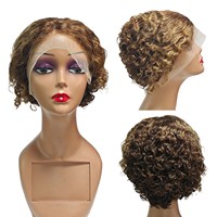 Perruque Courte Pixie Pas Chère 13x4 en Dentelle HD, Coupe Pixie Bouclée, 100% Cheveux Humains, Perruque Frontale Tendance pour Femme