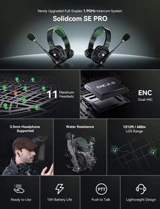 Hollyland Solidcom Se Pro 1.9ghz Team Talk 1312ft/400m Transmission Range Dual-mic Noise Cancellation Support 11 Users Abs - Product Image 4