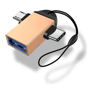 适用于安卓华为平板硬盘3.1数据传输转换器的热二合一C型微型USB OTG适配器