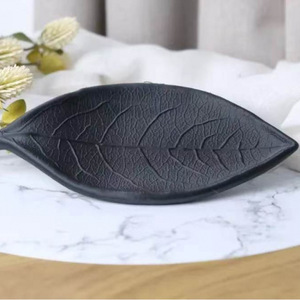 Leaf Shaped Jewelry Tray 3D Printed <b>Black</b> For Rings Earrings Display Storage Organizer Gift For Women Fashion Accessories - Product Image 3