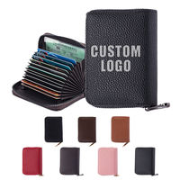 Dompet Kartu Bisnis Anti Maling Kapasitas Besar dengan Resleting, Custom Logo, Unisex, Portabel, Grosir