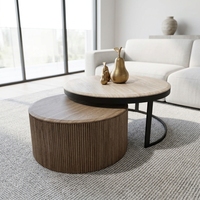 Vente en gros de tables basses nordiques rondes de luxe, ensemble de meubles modernes en métal, tables basses