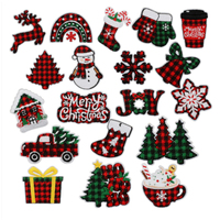 Appliques brodées personnalisées pour chapeaux de Noël, patchs thermocollants en gros pour vêtements