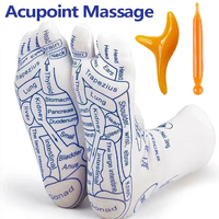 1 paire de chaussettes de yoga pour massage des pieds, diagramme des points de massage des pieds, chaussettes d'acupuncture avec bâtonnets de massage, équipement de yoga et de Pilates