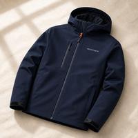 Chaqueta Técnica Softshell para Hombre, Tejido de Alto Rendimiento, con Capucha, Cierre Completo, Bolsillos con Cremallera, Puños con Cierre de Gancho y Bucle, para Senderismo y Actividades al Aire Libre, Personalizable de Fábrica