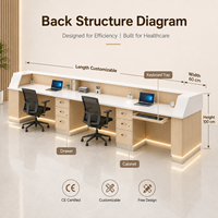Comptoir de réception moderne personnalisé pour infirmières avec éclairage LED, mobilier de bureau pour hôpital, clinique, réception