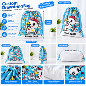 Sacchetto Regalo in Plastica con Cordoncino Personalizzato, Borse per Imballaggio in <span class=keywords><strong>Lope</strong></span>/CPE/EVA a Doppio Strato Rinforzate per Giocattoli con Nastro o Corda - Product Image 3