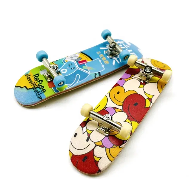 Professional Fidget Mini Wooden Custom Tech Deck Fingerboard Finger Skateboard Finger Board Heat Transfer Printing Complete Toy