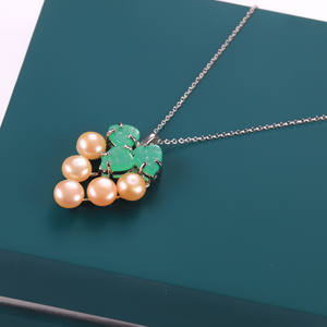 Collar con Colgante de Perlas de Agua Dulce Personalizado para Mujer con Cadena de Clavícula, Joyería de Platino y Oro, Selección en Vivo - Product Image 3