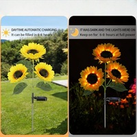IP65 Wasserdichte Solar-Sonnenblumen-Pfahlleuchte 68cm 2er-Pack LED Warmweiß Gartenweg Hof Terrasse Blumen-Landschaftsbeleuchtung Automatisch Ein/Aus