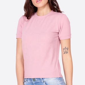 เสื้อยืดคอกลมแขนสั้นสีชมพูสำหรับผู้หญิงรุ่นใหม่ ผ้าฝ้ายเจอร์ซีย์ 100% สวมใส่สบาย สีพื้น ระบายอากาศได้ดี เหมาะสำหรับฤดูใบไม้ผลิและฤดูร้อน - Product Image 3