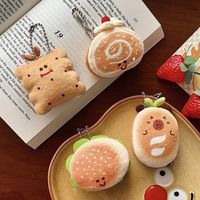 Porte-clés en peluche en forme de pain, sandwich, hamburger, pendentif décoratif, motif dessin animé alimentaire, écologique, vente en gros