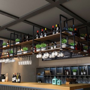 Phong Cách Châu Âu Thiết Kế Hiện Đại Sắt Rắn Trần Kệ Nổi Treo Rượu Vang Giá Cho Các Thanh Lưu Trữ Kệ - Product Image 4