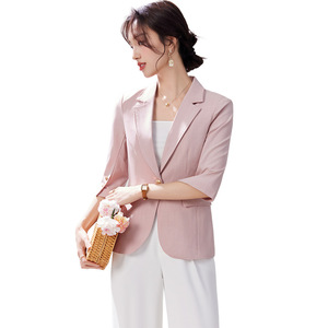 White Blazer For Women Solid Color Padded Shoulder Slim Fit Spring Autumn Commuting Style - Product Image 5