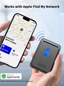 Portefeuille magnétique pour téléphone compatible avec l'application Localiser, porte-cartes fin antivol pour iPhone, étui <span class=keywords><strong>MagSafe</strong></span>, portefeuille en cuir étanche avec support - Product Image 1