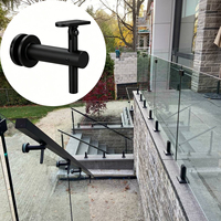 Support d'angle réglable moderne noir en acier inoxydable 316L pour main courante de escalier à tube rond ou carré