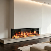 Insert de cheminée électrique LCD, effet de flamme réaliste, application intelligente et télécommande, cheminée électrique pour la décoration intérieure
