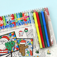 Livre de coloriage avec crayons pour enfants, autocollant de noël, dessin en spirale, ensemble de peinture artistique, cadeau pour les petits