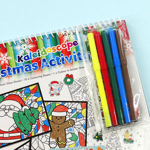 Stiker Natal lucu buku mewarnai dengan pensil anak-anak gambar Spiral seni Set lukisan untuk hadiah anak-anak - Product Image 2