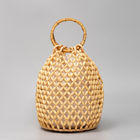 Sac à main femme perles en bois fait à la main plage vacances sac de paille évider bambou poignée femmes sacs à main