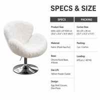 Fauteuil Canapé Swan Moderne, Siège Rembourré en Velours avec Dossier, Pivotant, Hauteur Réglable, Pieds en Métal, pour Salle à Manger, Chambre, Bureau à Domicile, Salon