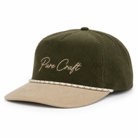 Casquette de baseball 5 panneaux personnalisée en velours côtelé brodé, visière incurvée bicolore, réglable avec fermeture snapback, style vintage streetwear OEM