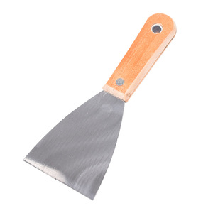Espátula de acero inoxidable con mango de madera, 2 piezas, para asar, freír, teppanyaki, pizza, Jianbing, carne, utensilio de cocina - Product Image 5