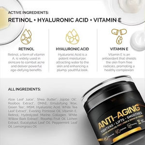 Crème hydratante pour homme à base de protéines avec du rétinol, et crème à l'acide hyaluronique pour le soin du visage. - Product Image 3