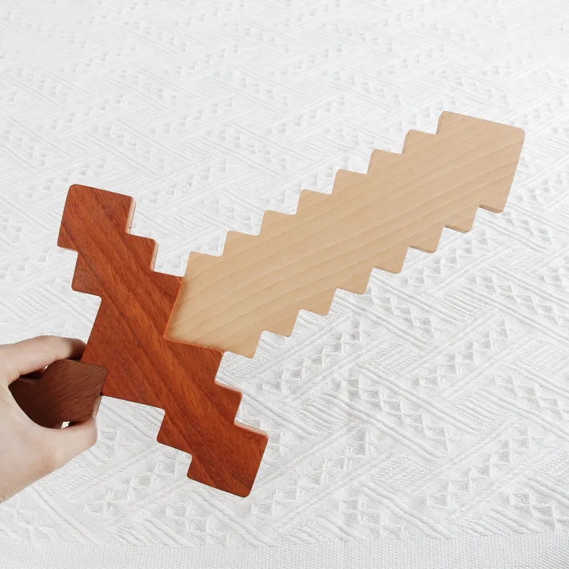 カスタムロゴ手作りアウトドアプレイゲーム子供のための自然な木製の剣セット