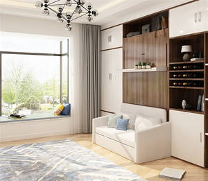 Grande Offerta Set Letto a Scomparsa Multifunzione in Metallo con Tavolo da Pranzo Pieghevole e Struttura a Muro Stile Pannello in Legno per Camera da Letto - Product Image 5