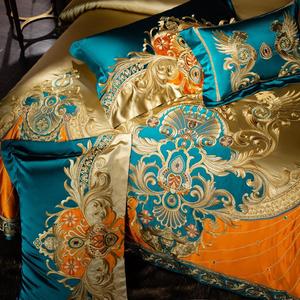 Set di Biancheria da Letto di Lusso in Cotone 140S con Ricami, Copripiumino e Lenzuola Arancioni ODM/OEM - Product Image 6