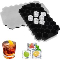Moule à glaçons en silicone alvéolé 37 grilles, congélation rapide, démoulage facile, portable, lavage à la main uniquement, pour glaçons faits maison