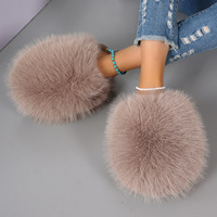 Vente en gros de nouveaux produits : Pantoufles en fourrure moelleuse à semelle en caoutchouc, doublure en peluche de haute qualité, vente en gros