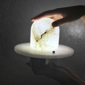 Jia Wenjun Minimalist Modern Table <b>Lamp</b> Natural Marble <b>Touch</b> Control Cordless LED Night Light <b>Bedside</b> Ambient Lighting - Product Image 2