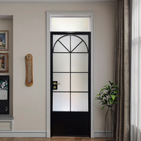 Porte battante en verre en alliage d'aluminium rétro français pour salle de bain porte d'étude silencieuse personnalisée pour intérieur étanche pour salon