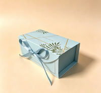 Boîte cadeau personnalisée en papier métallisé botanique avec ruban en satin, boîte d'emballage pour bonbons et chocolats pour mariage, souvenir de fête d'anniversaire