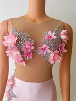 Fond de teint maquillage fleur tridimensionnelle diamant perle gaze serré Sexy une pièce Shorts fête Club Bar Performance vêtements