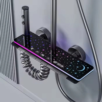 Ensemble de douche mural FEIDU de luxe avec affichage numérique LED, en alliage d'aluminium chromé poli, quatre fonctions, pour hôtels et salles de bain