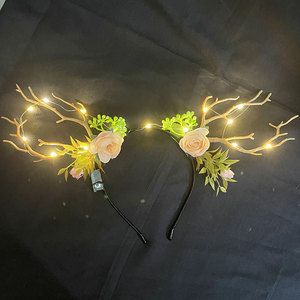 Diadema Navideña con Astas <span class=keywords><strong>de</strong></span> Reno Luminosas, Diadema con Orejas <span class=keywords><strong>de</strong></span> Gato y Bayas Brillantes - Product Image 2