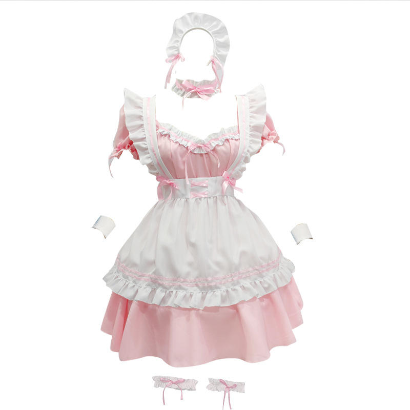 Pink-skirt apron bracelet neck leg ring headdress