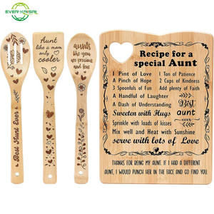 Regalos de cumpleaños o vacaciones para la familia, juego de utensilios de cocina de bambú y tabla de cortar de madera, Navidad, juego de utensilios presente para la tía - Product Image 1