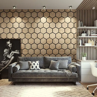 Panneau acoustique décoratif auto-adhésif en MDF perforé hexagonal, décoration intérieure en bois, panneaux muraux, Akoestische Panelen