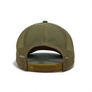 Gorra Trucker Casual Personalizada de 5 Paneles de Pana Azul con Cuerda Amarilla y Malla Beige en la Parte Trasera, Venta al por Mayor, Marca Privada, OEM, ODM - Product Image 4