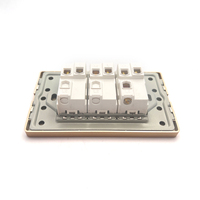 Interrupteurs muraux ZSUN SC17 gris avec bordure dorée en acier inoxydable, 3 gangues, 2 voies, 3 voies, pour la maison