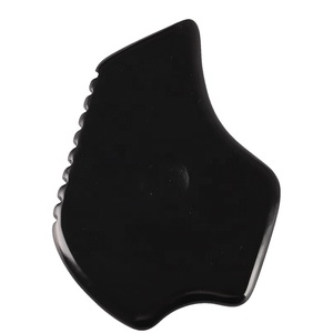 Nuovo disegno Naturale Nero Bian <span class=keywords><strong>pietra</strong></span> di <span class=keywords><strong>giada</strong></span> gua sha pollice rientro del fronte del massager guasha raschiare strumento jade gua sha per faccia - Product Image 4