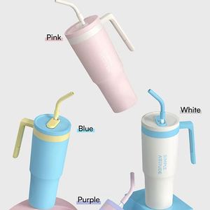 40 OZ Insulated Stainless Steel Tumbler Handle Lid 24-36 Hours Thermal Insulation Sports Style Vacuum Cup Fruit <b>Diffuser</b> Straw - Product Image 2