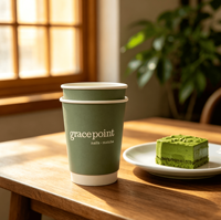 Offre Spéciale – Gobelets en papier recyclé personnalisés à double paroi pour boissons chaudes (café, thé au lait) avec couvercle – Idéaux pour la vente à emporter